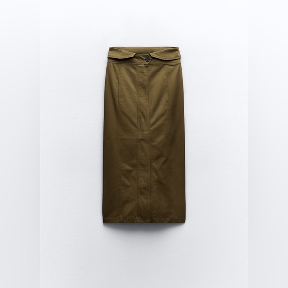 NWT ZARA FOLDOVER WAIST MIDI SKIRT - Picture 6 of 8